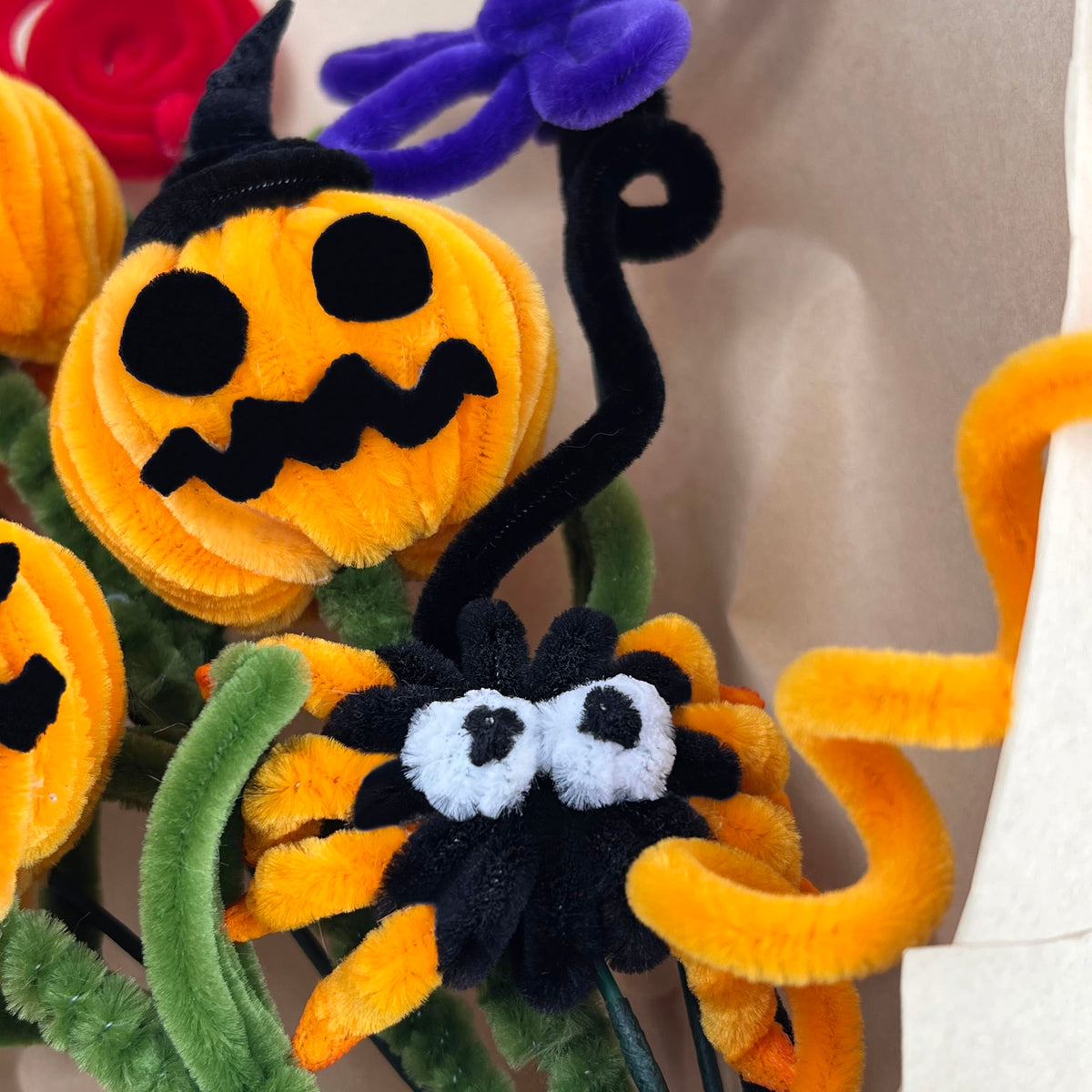 Halloween Pumpkin Bouquet DIY Kit | Pipe Cleaner Flowers