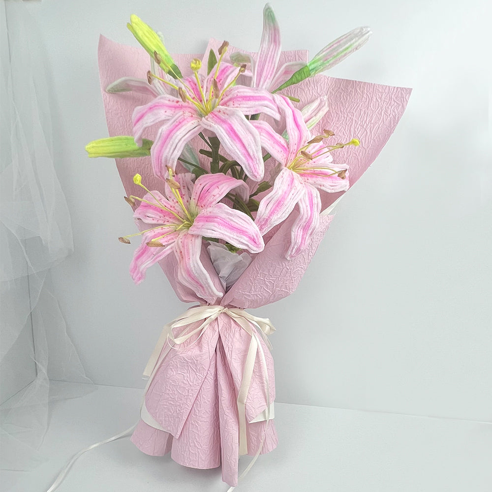 Pink Pipe Cleaner Lily DIY Kit | Handmade Flower Craft Gift