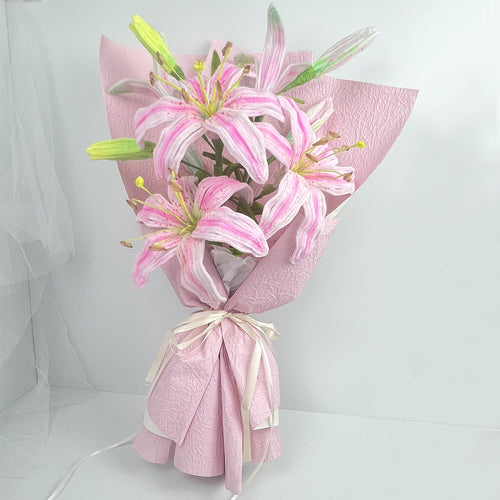 Pink Pipe Cleaner Lily DIY Kit | Handmade Flower Craft Gift