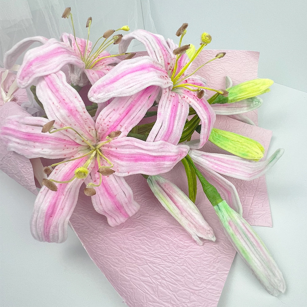 Pink Pipe Cleaner Lily DIY Kit | Handmade Flower Craft Gift