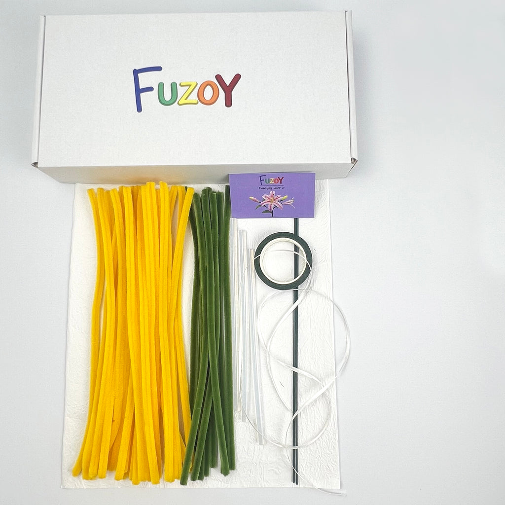 Pipe Cleaner Rose DIY Kit | Yellow Rose Handmade Flower Gift