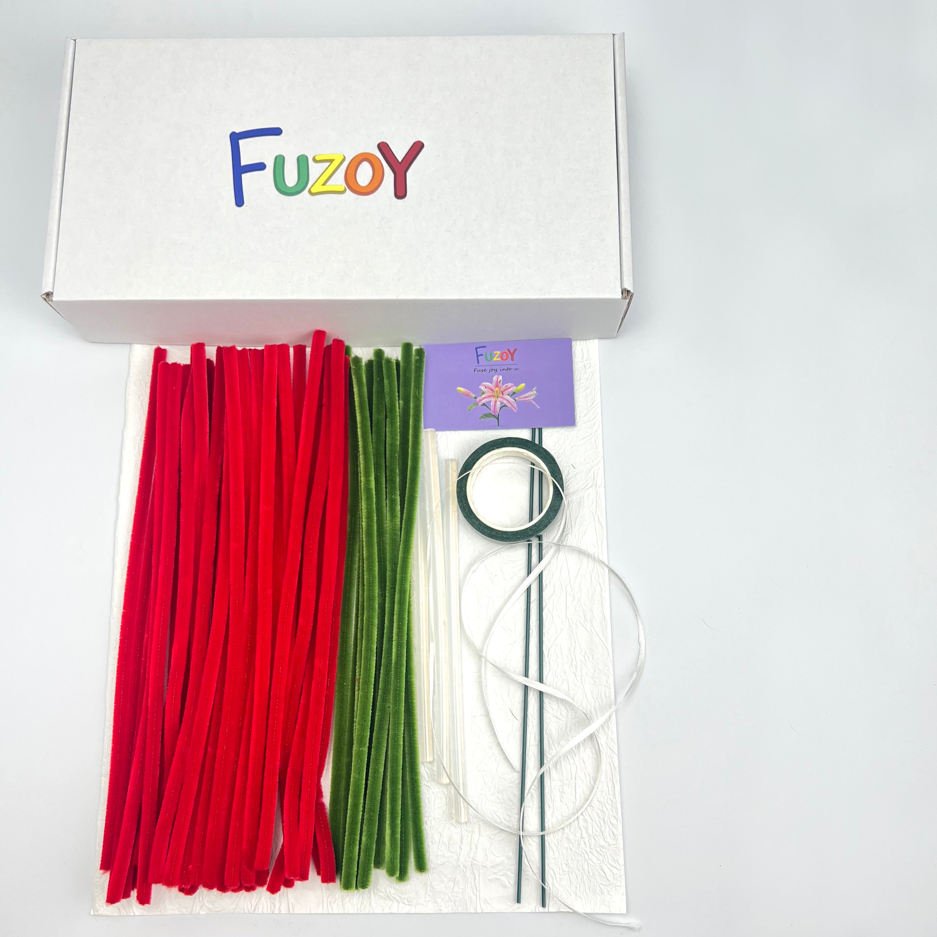 Pipe Cleaner Rose DIY Kit | Red Rose Handmade Flower Gift