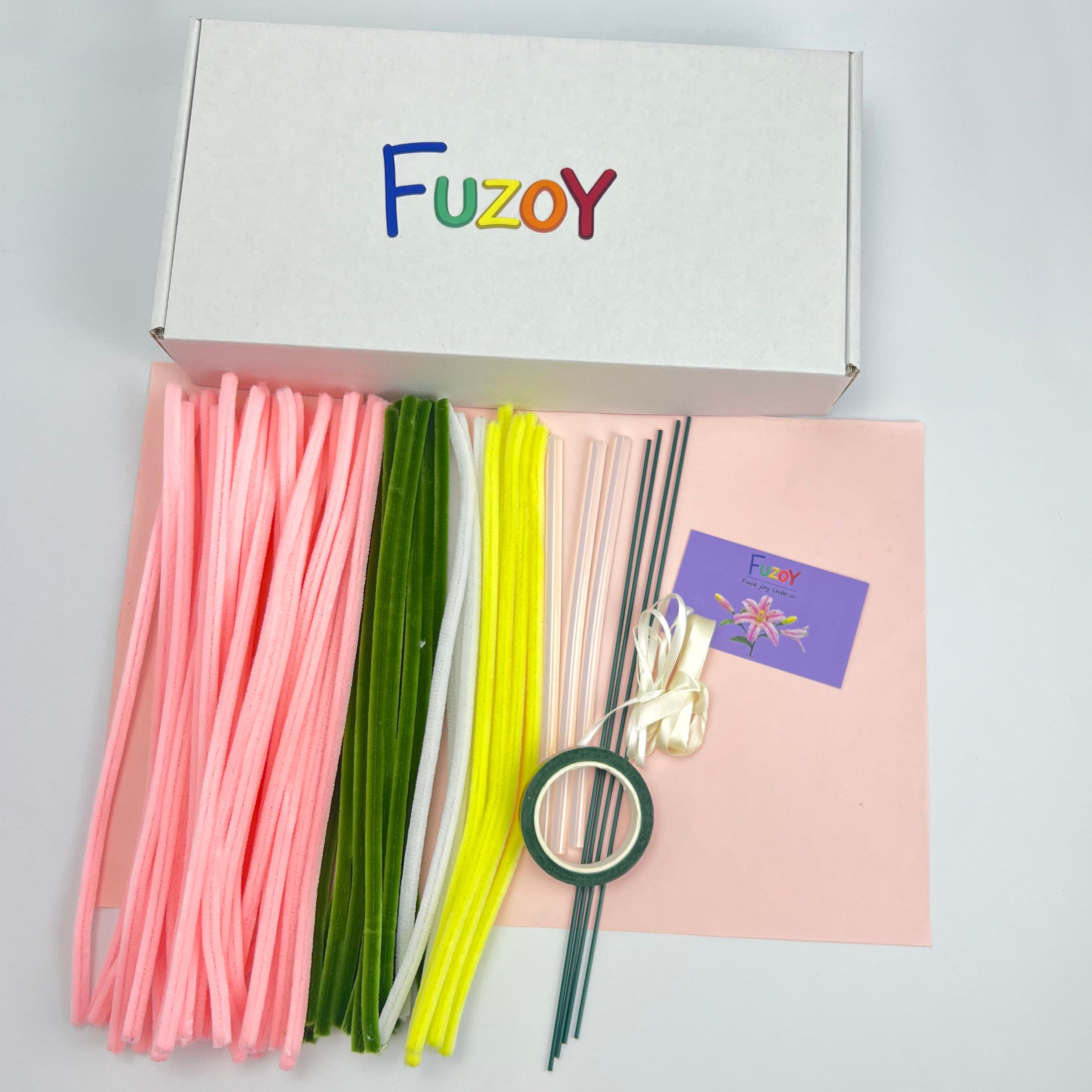 Pink Pipe Cleaner Tulip DIY Kit | Handmade Flower Craft Gift