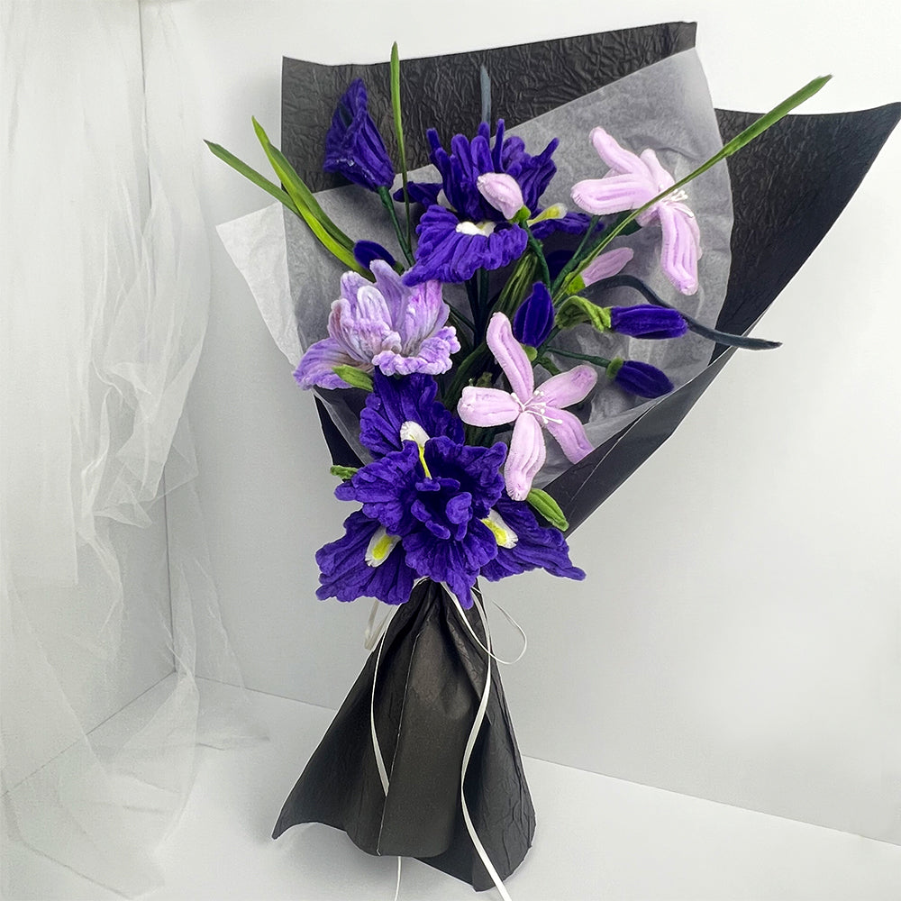 Pipe Cleaner Iris DIY Kit | Purple Iris Handmade Flower Gift